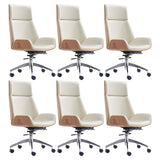 Khaki Adjustable Swivel High-Back Leather Office Chair Image - 23