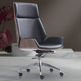 Khaki Adjustable Swivel High-Back Leather Office Chair Image - 3