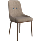 Khaki Armless Fabric Upholstered Wood Legs Dining Chair Image - 5