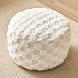 Khaki Check Upholstered Sherpa Medium Pellets Ottomans Image - 2