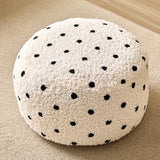 Khaki Check Upholstered Sherpa Medium Pellets Ottomans Image - 5