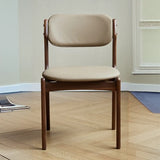 Khaki Faux Leather Armless Wood Open Back Dining Chair Image - 8