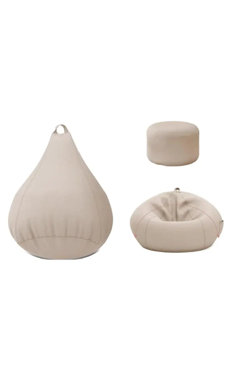 Khaki Removable Circular Cotton Bean Bag with Storage Image - 10