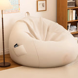 Khaki Removable Circular Cotton Bean Bag with Storage Image - 13