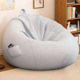 Khaki Removable Circular Cotton Bean Bag with Storage Image - 4