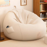 Khaki Removable Circular Cotton Bean Bag with Storage Image - 9