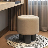 Khaki Round Fabric Upholstered Vanity Stool with Legs Image - 1