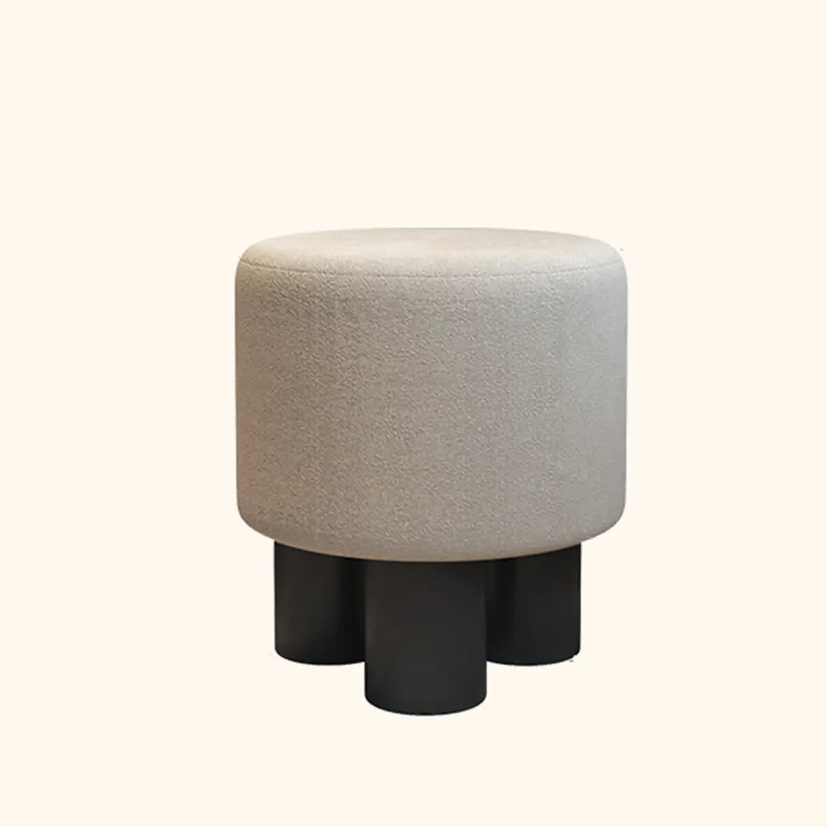 Khaki Round Fabric Upholstered Vanity Stool with Legs Image - 3