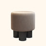 Khaki Round Fabric Upholstered Vanity Stool with Legs Image - 7