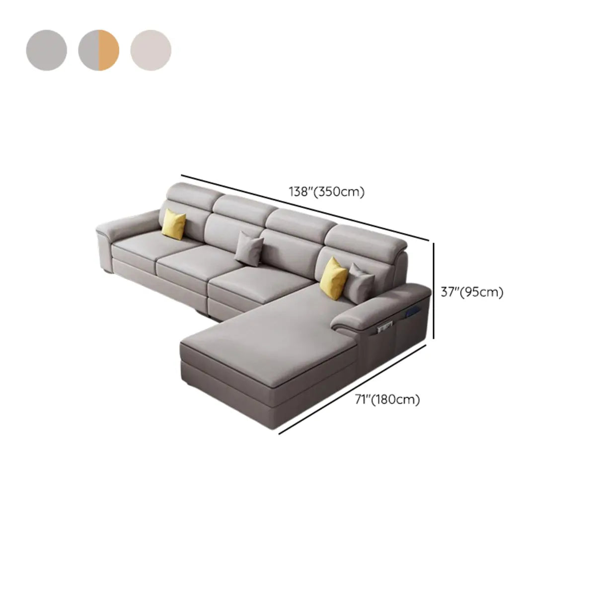 Khaki Tear Resistant Tech Cloth Sectional with Storage Image - 10