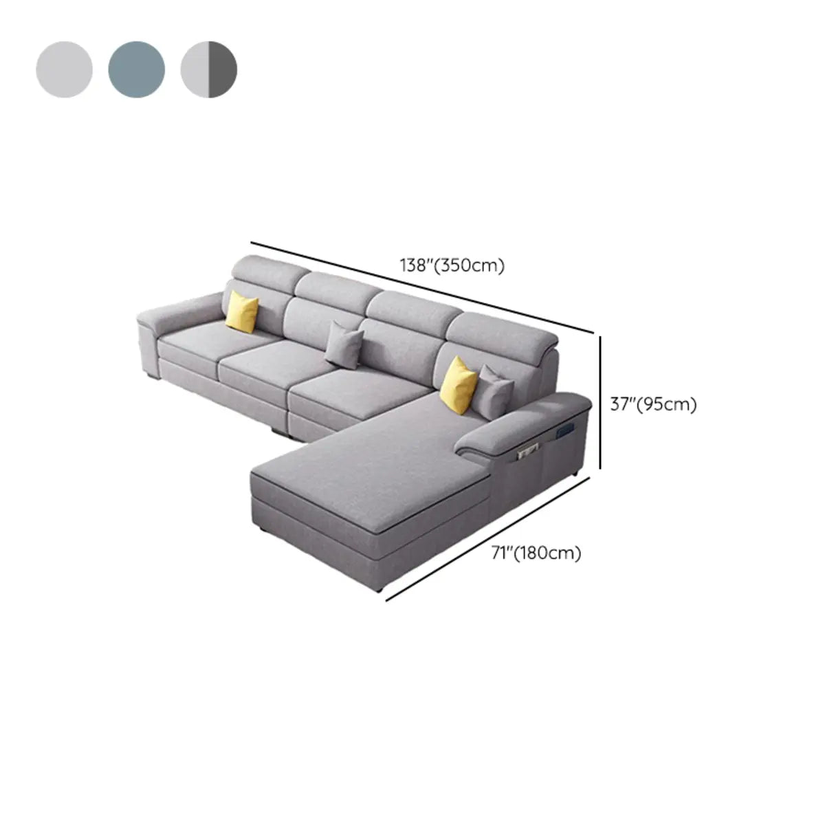 Khaki Tear Resistant Tech Cloth Sectional with Storage 