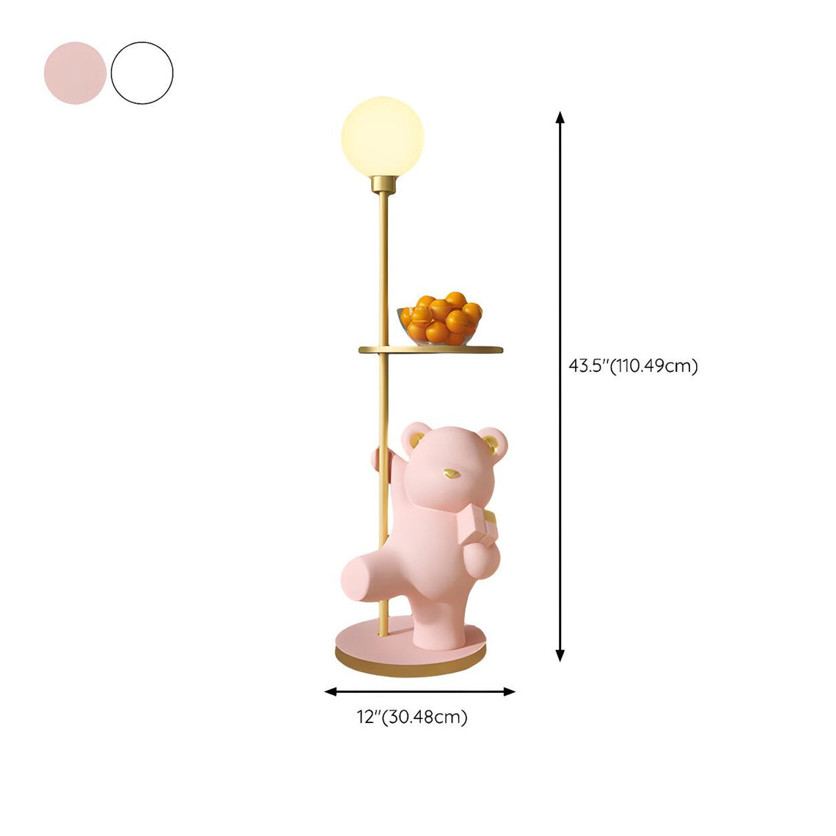 Kid's Room Adorable Pink Bear Side Table Floor Lamp 