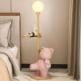 Kid's Room Adorable Pink Bear Side Table Floor Lamp Image - 4