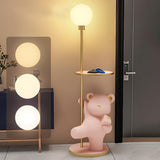 Kid's Room Adorable Pink Bear Side Table Floor Lamp Image - 5