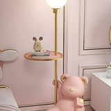 Kid's Room Adorable Pink Bear Side Table Floor Lamp Image - 9