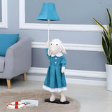 Kid's Room Blue Cartoon Sheep Barrel Fabric Floor Lamp Image - 2