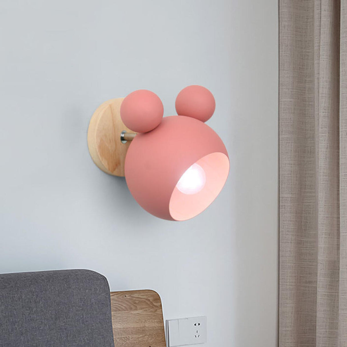 Kid's Room Creative Mouse Ears Wall Light Sconces Image - 3