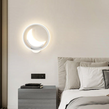 Kid's Room Creative White Moon Metal LED Wall Sconce Image - 1