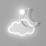 Kid's Room Creative White Moon Metal LED Wall Sconce Image - 11