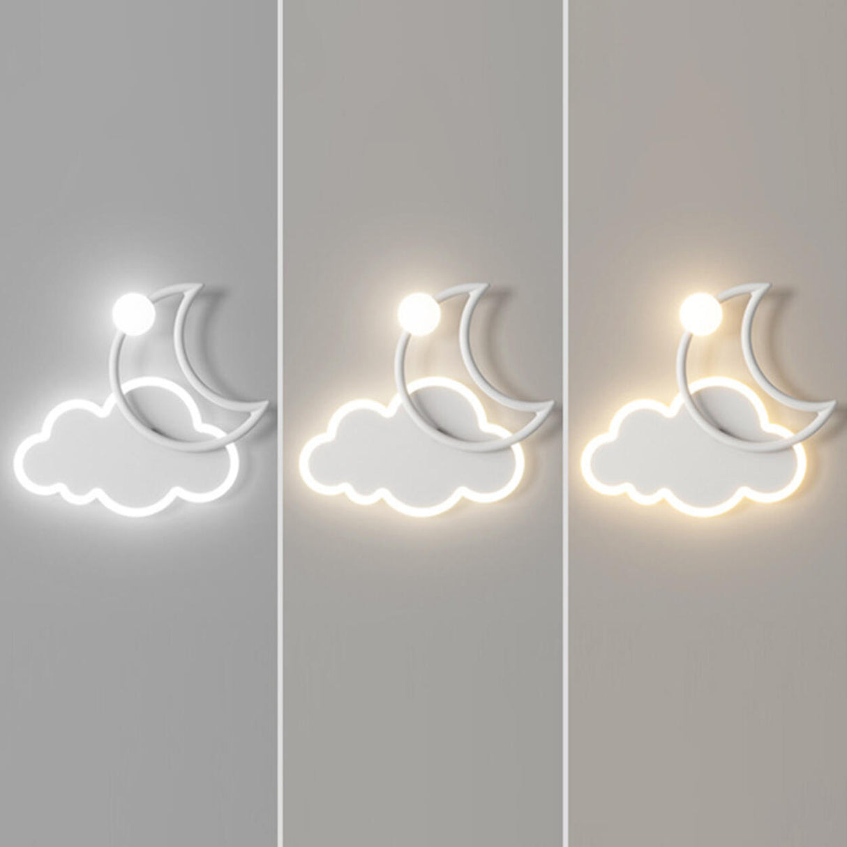 Kid's Room Creative White Moon Metal LED Wall Sconce Image - 13