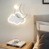 Kid's Room Creative White Moon Metal LED Wall Sconce Image - 18