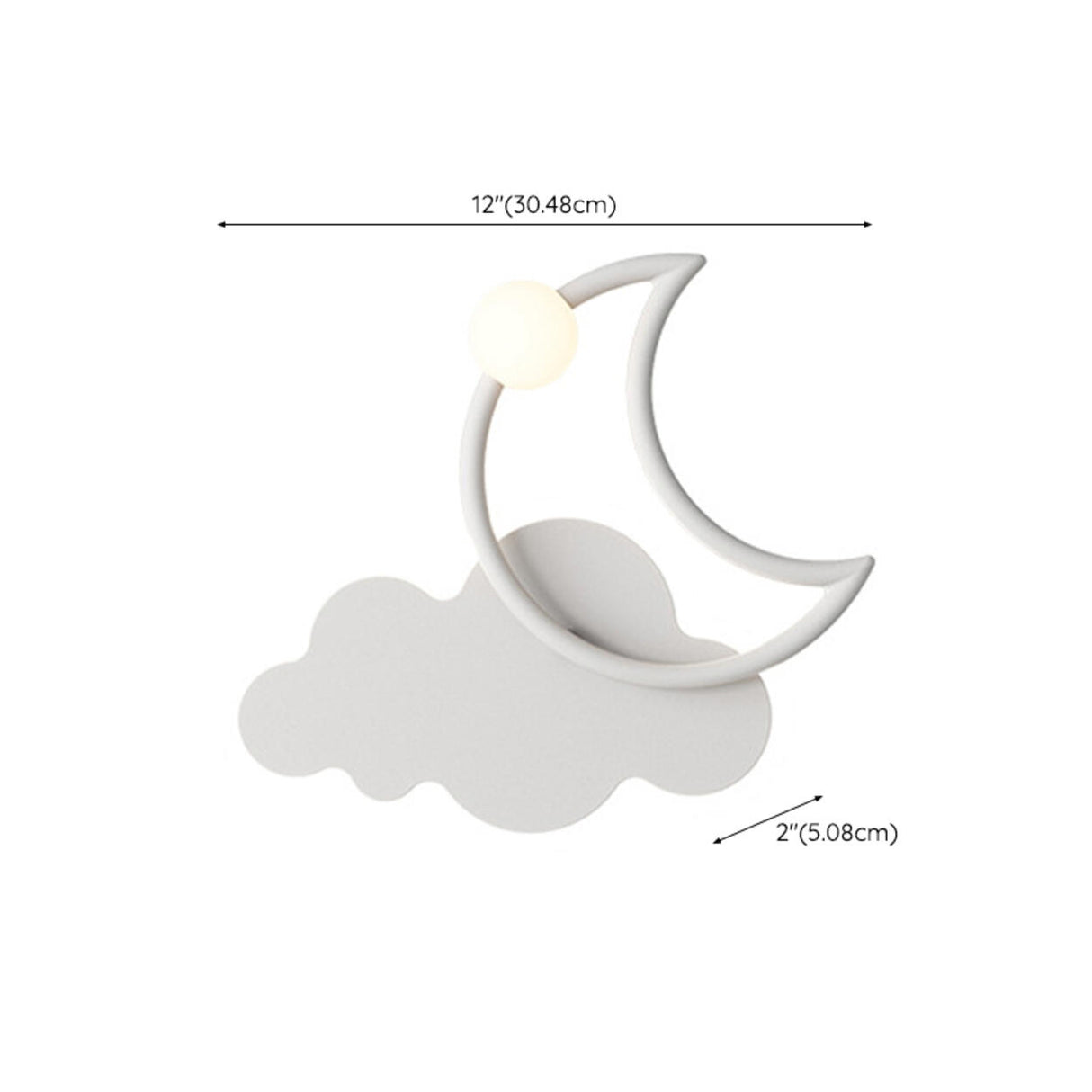 Kid's Room Creative White Moon Metal LED Wall Sconce 