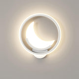 Kid's Room Creative White Moon Metal LED Wall Sconce Image - 2