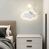 Kid's Room Creative White Moon Metal LED Wall Sconce Image - 4