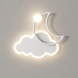 Kid's Room Creative White Moon Metal LED Wall Sconce Image - 5