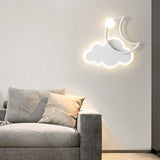 Kid's Room Creative White Moon Metal LED Wall Sconce Image - 7