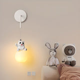 Kid's Room Cute Panda White LED Metal Wall Sconce Image - 1