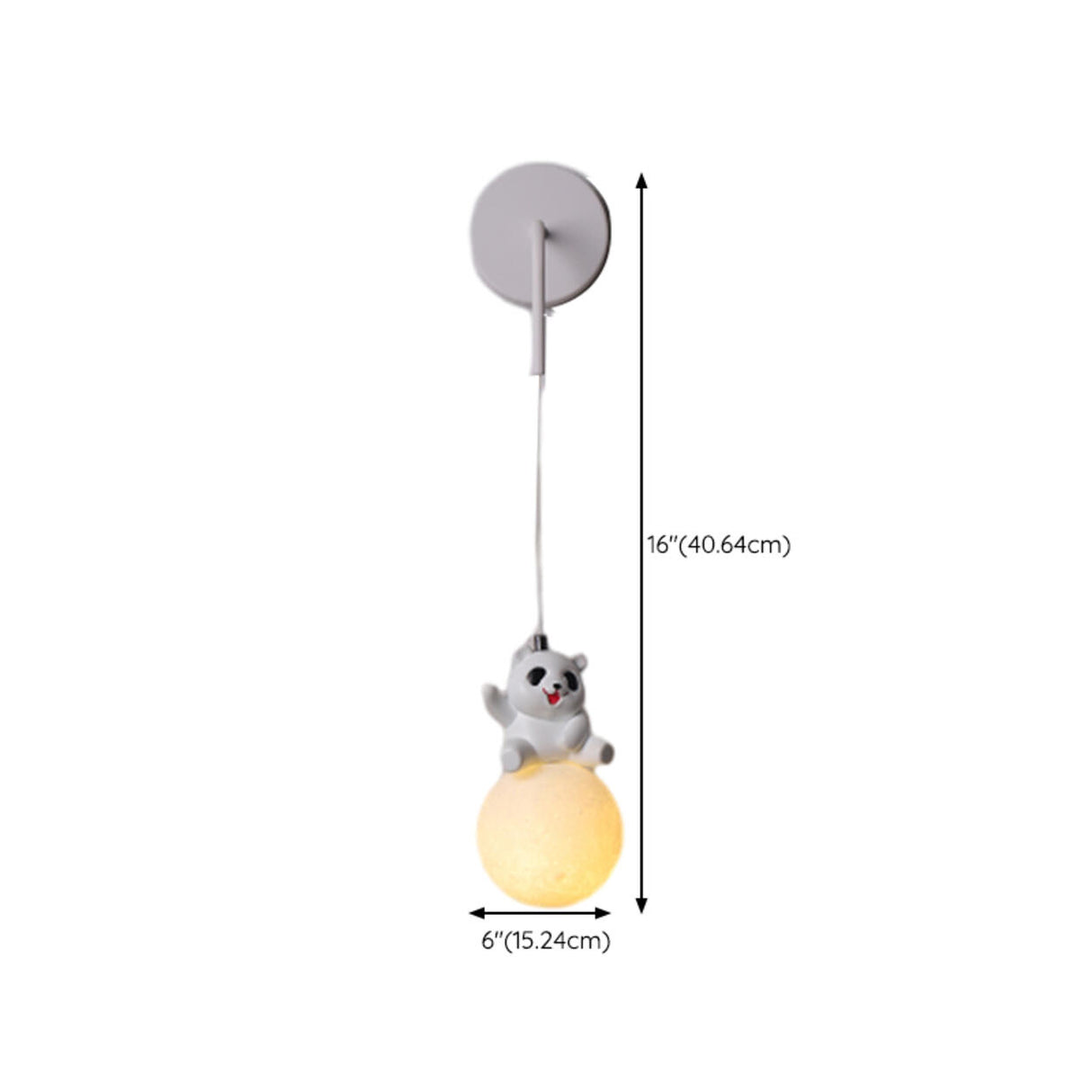 Kid's Room Cute Panda White LED Metal Wall Sconce 