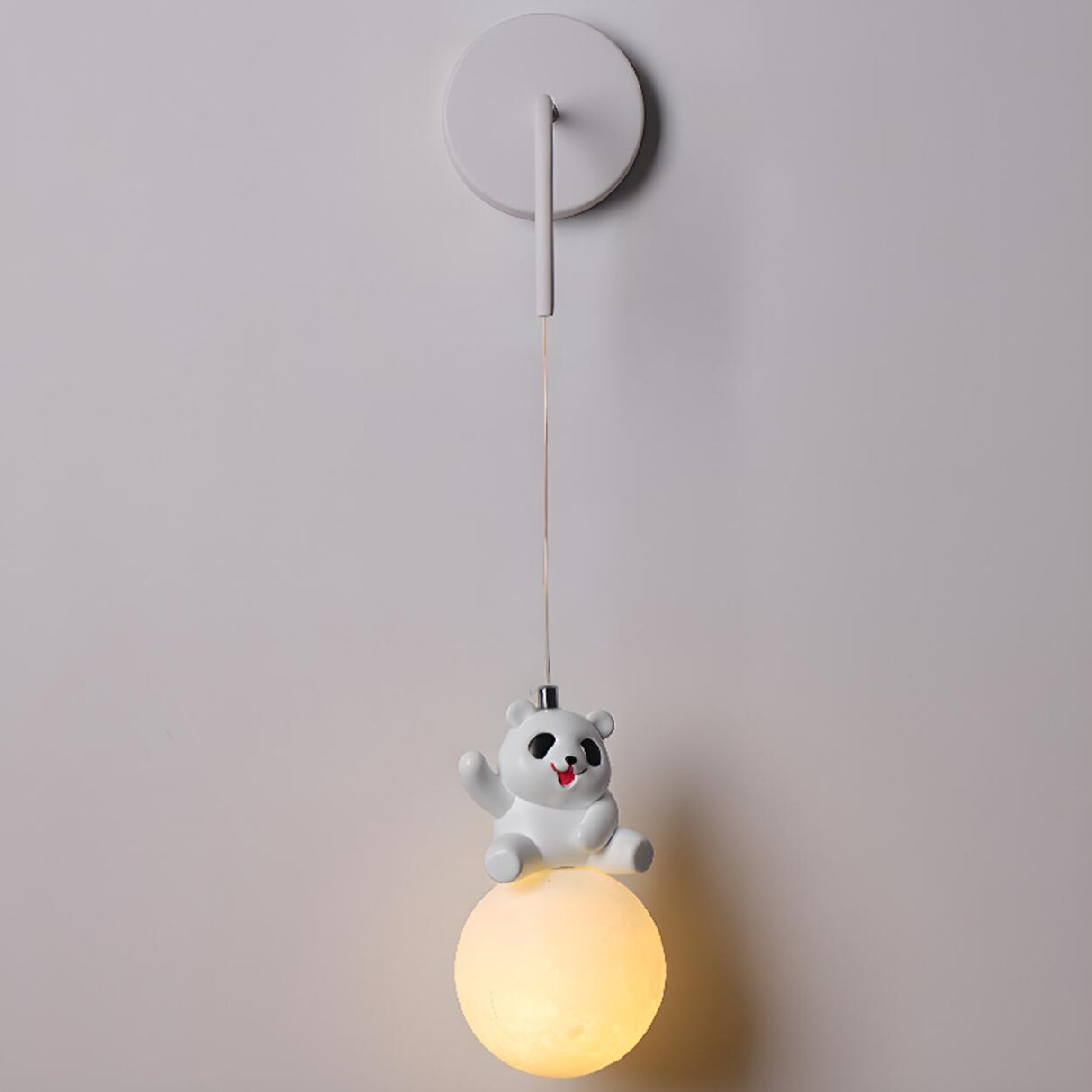 Kid's Room Cute Panda White LED Metal Wall Sconce Image - 6