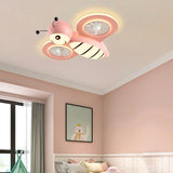 Kid's Room Cute Pink Bee Ceiling Fan with LED Lights Image - 1