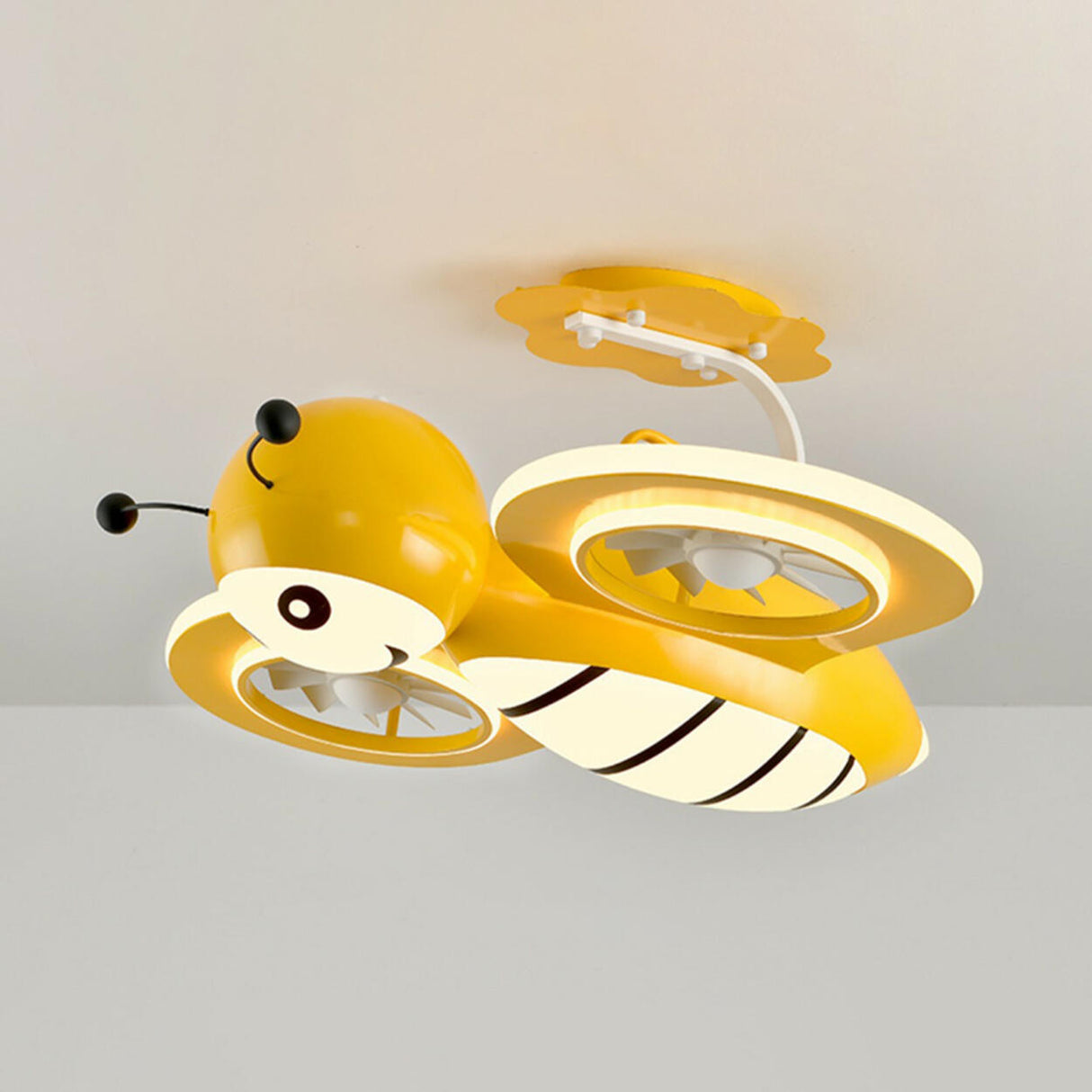 Kid's Room Cute Pink Bee Ceiling Fan with LED Lights Image - 14