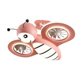 Kid's Room Cute Pink Bee Ceiling Fan with LED Lights Image - 6