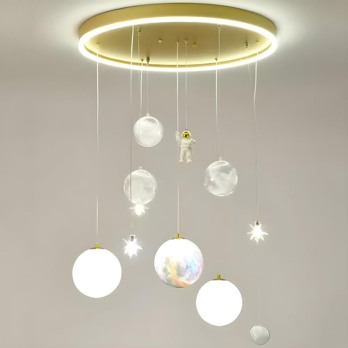 Kid's Room Metal Moon Globe Pendant Ceiling Light Image - 10