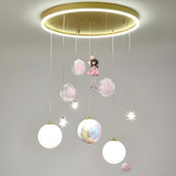 Kid's Room Metal Moon Globe Pendant Ceiling Light Image - 11