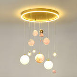 Kid's Room Metal Moon Globe Pendant Ceiling Light Image - 2