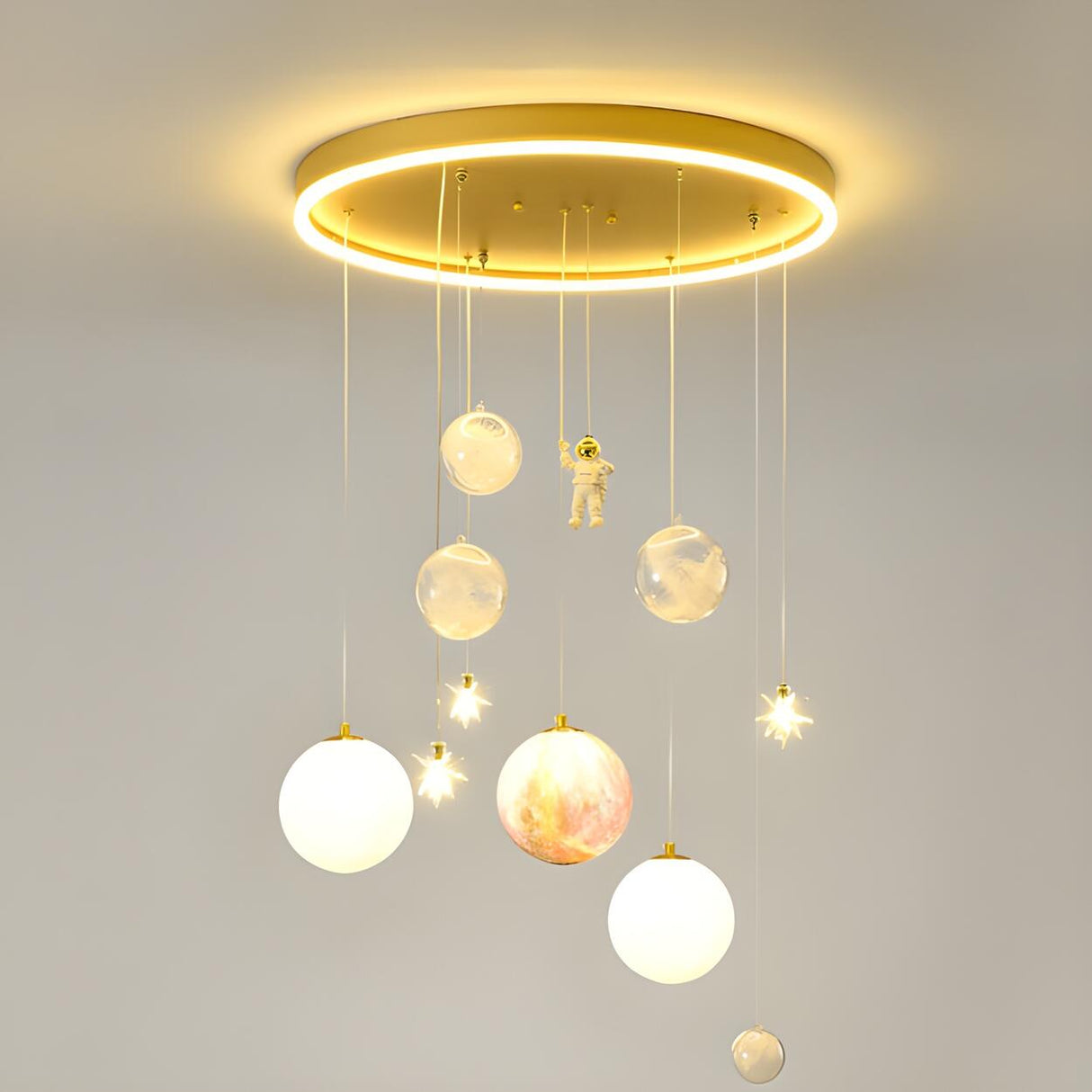 Kid's Room Metal Moon Globe Pendant Ceiling Light Image - 4