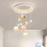 Kid's Room Metal Moon Globe Pendant Ceiling Light Image - 6