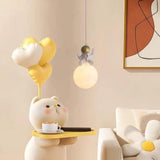 Kid's White Globe Resin Pendant Light Adjustable Height Image - 1