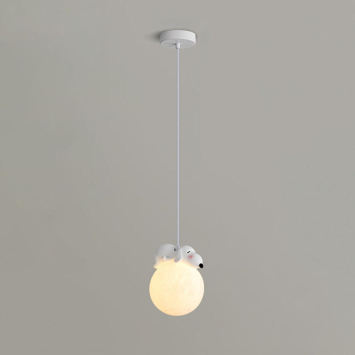 Kid's White Globe Resin Pendant Light Adjustable Height Image - 10