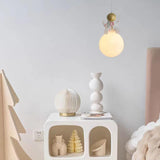 Kid's White Globe Resin Pendant Light Adjustable Height Image - 4