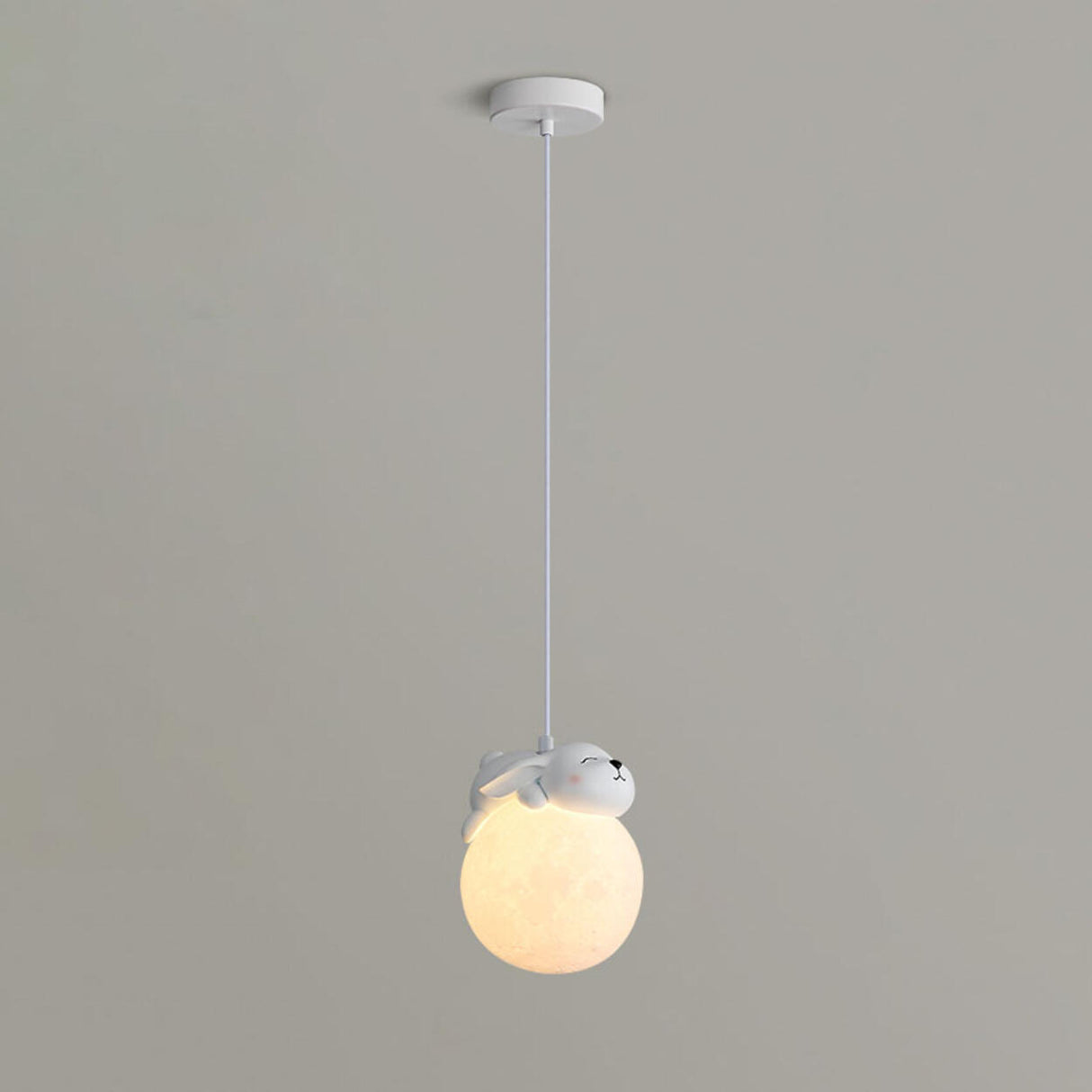 Kid's White Globe Resin Pendant Light Adjustable Height Image - 6