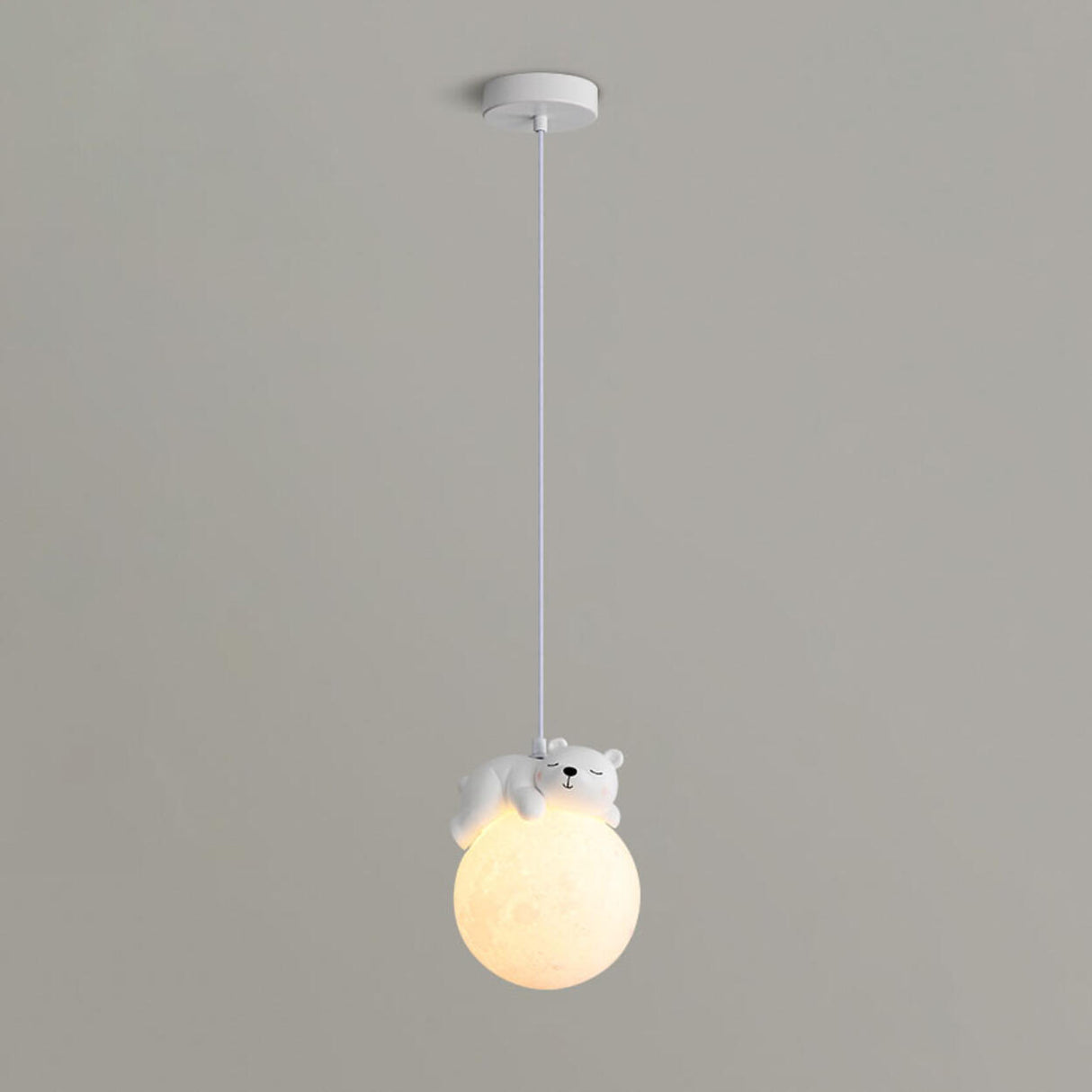 Kid's White Globe Resin Pendant Light Adjustable Height Image - 7