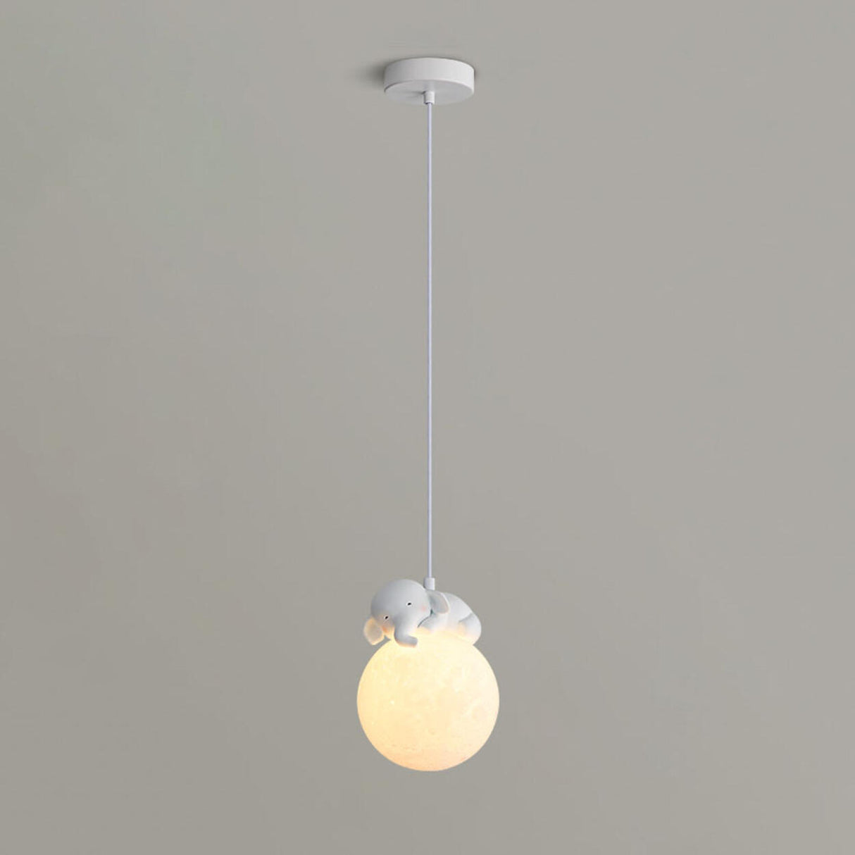 Kid's White Globe Resin Pendant Light Adjustable Height Image - 8