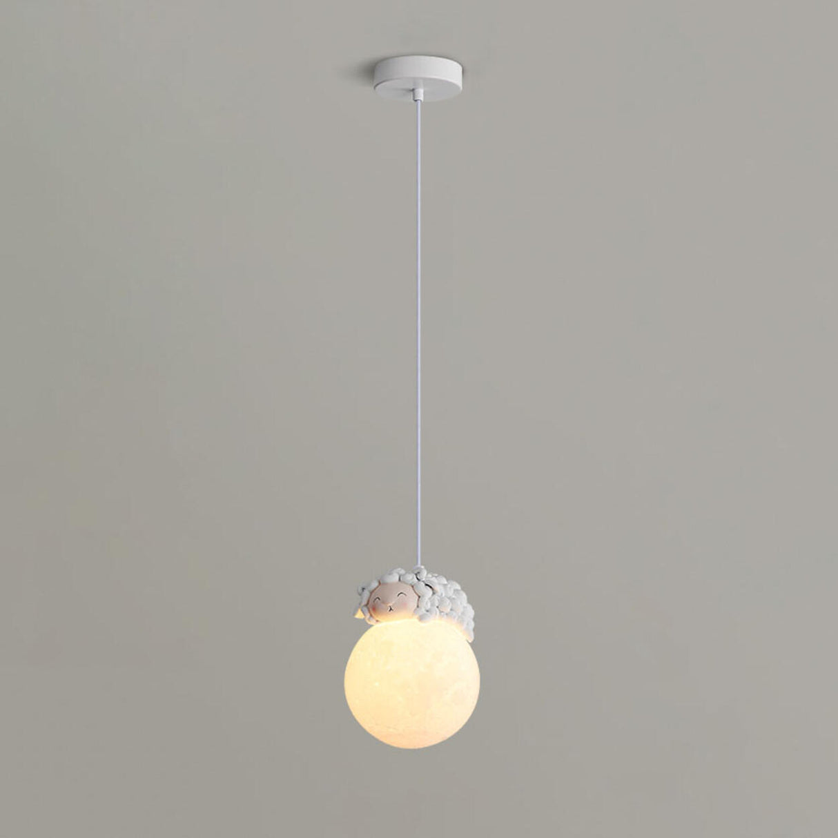 Kid's White Globe Resin Pendant Light Adjustable Height Image - 9