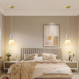 Kids 1 Light Gold Globe Metal Bedroom Pendant Light Image - 1