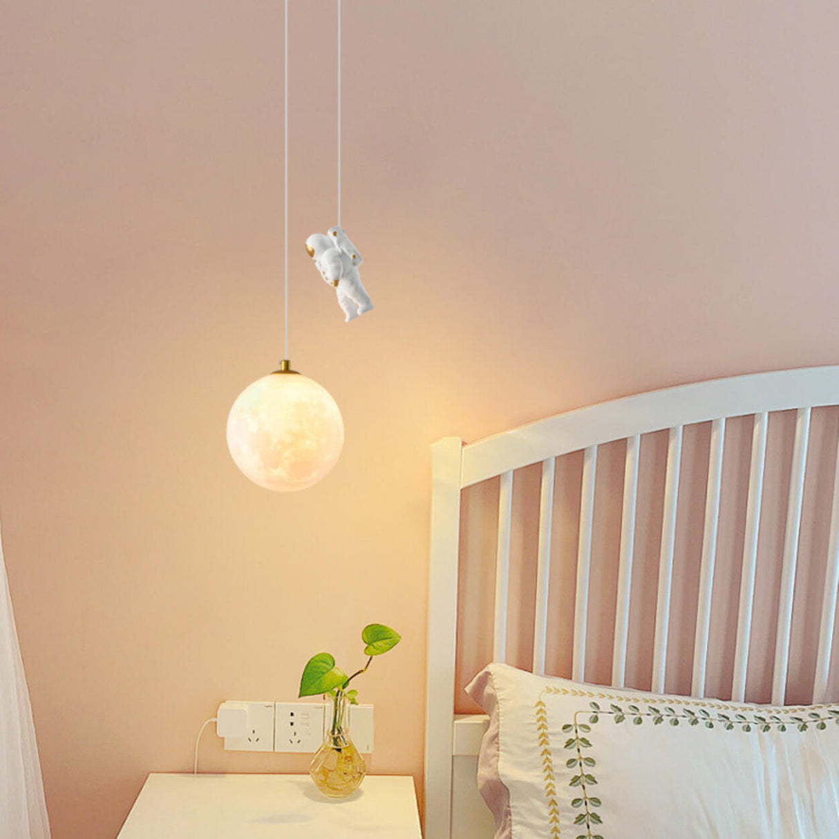 Kids 1 Light Gold Globe Metal Bedroom Pendant Light Image - 4